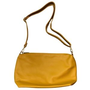 Tan Mustard Kino Handbag with Gold Accents